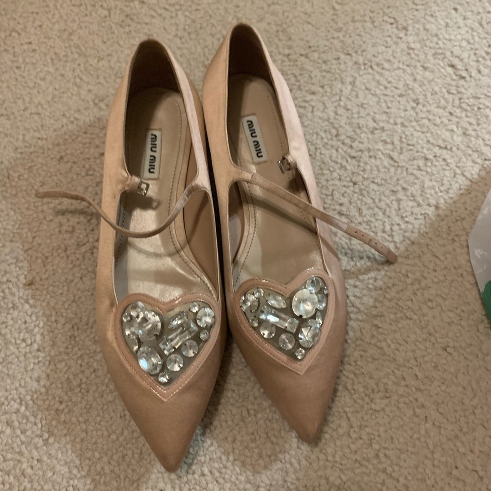 Miumiu satin flat with crystal